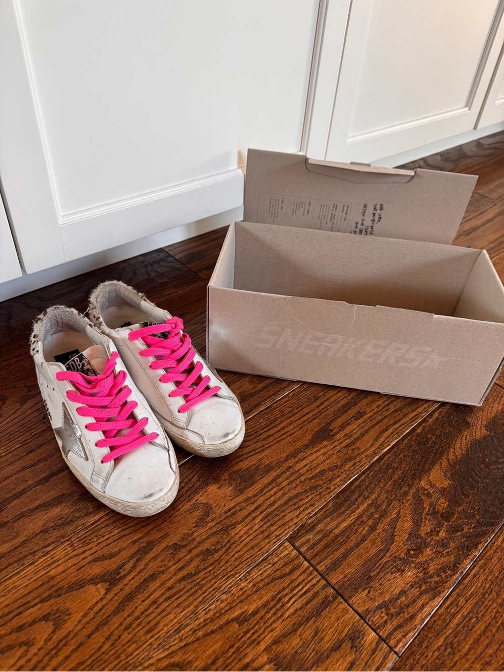 Golden Goose White Sneakers with Pink Laces - Comfortable Casual Shoes